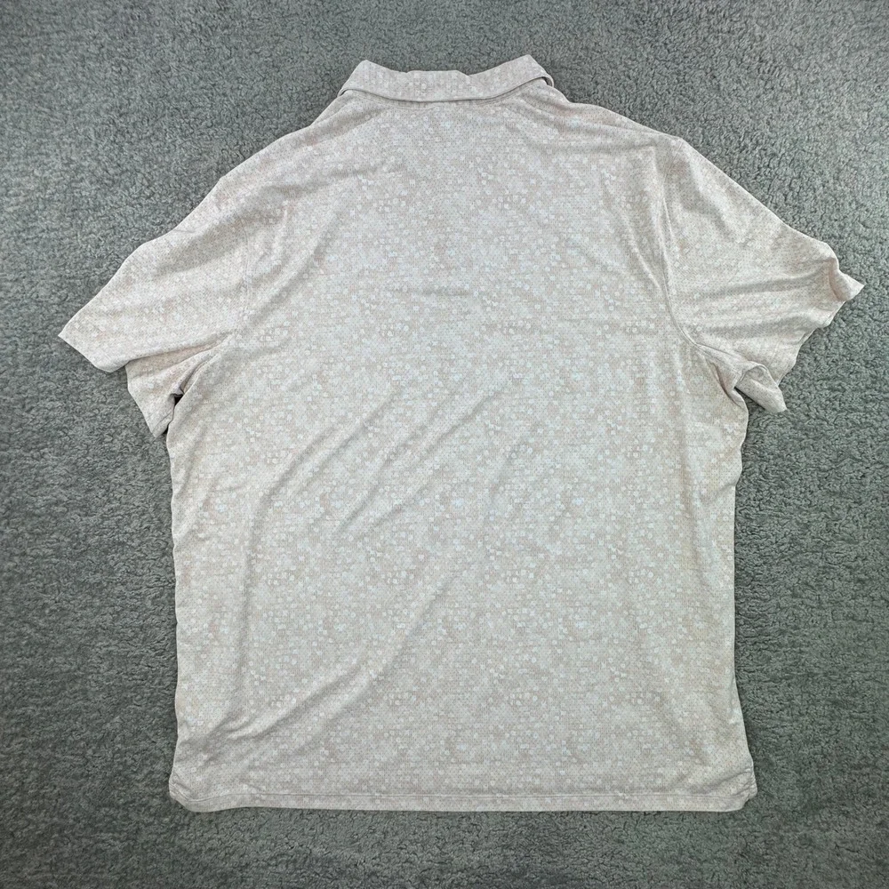 VRST Mens XXL Performance‎ Polo Shirt Short Sleeve Geometric Peach Pink Golf